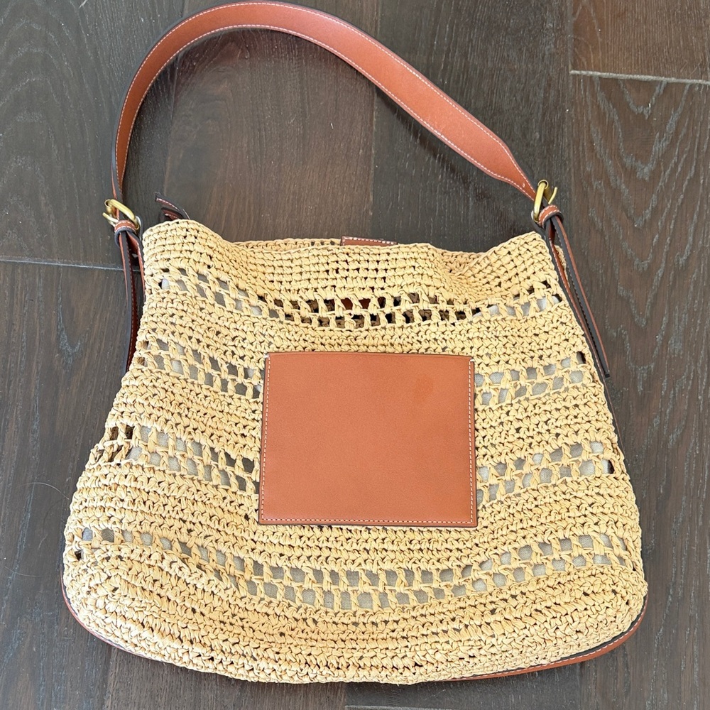 Mango Woven Shoulder Bag in Tan and Brown